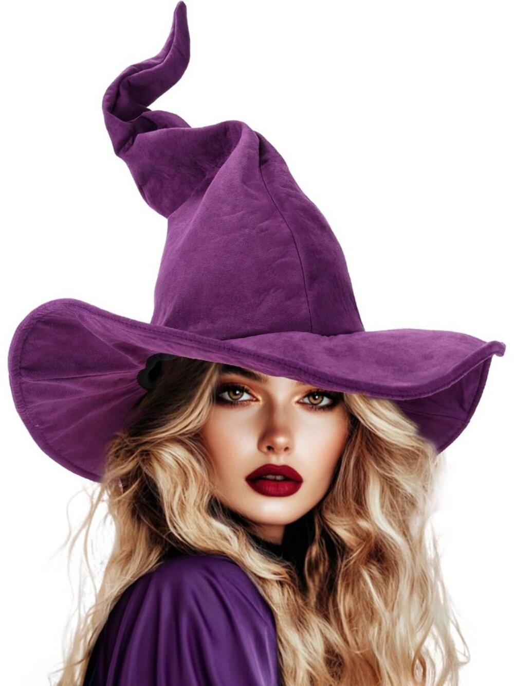 Women's Purple Halloween Wizard Witch Hats Cosplay Costume Accessory For Party